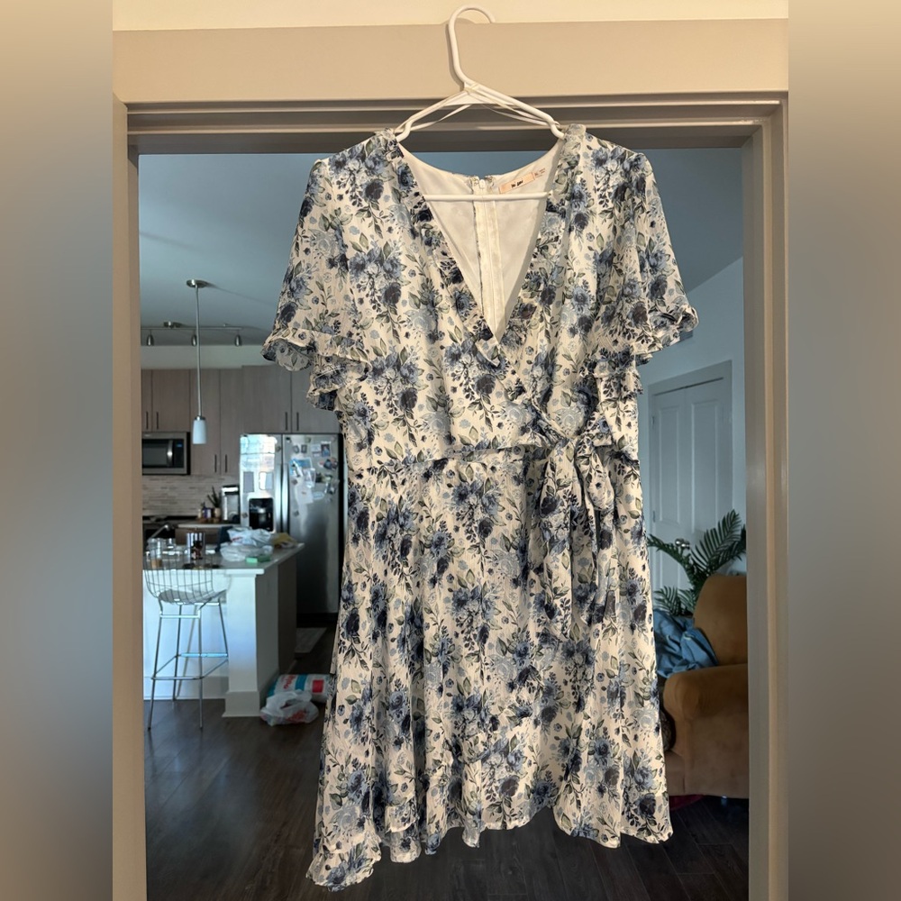 Miami Blue and White Floral Maxi Dress